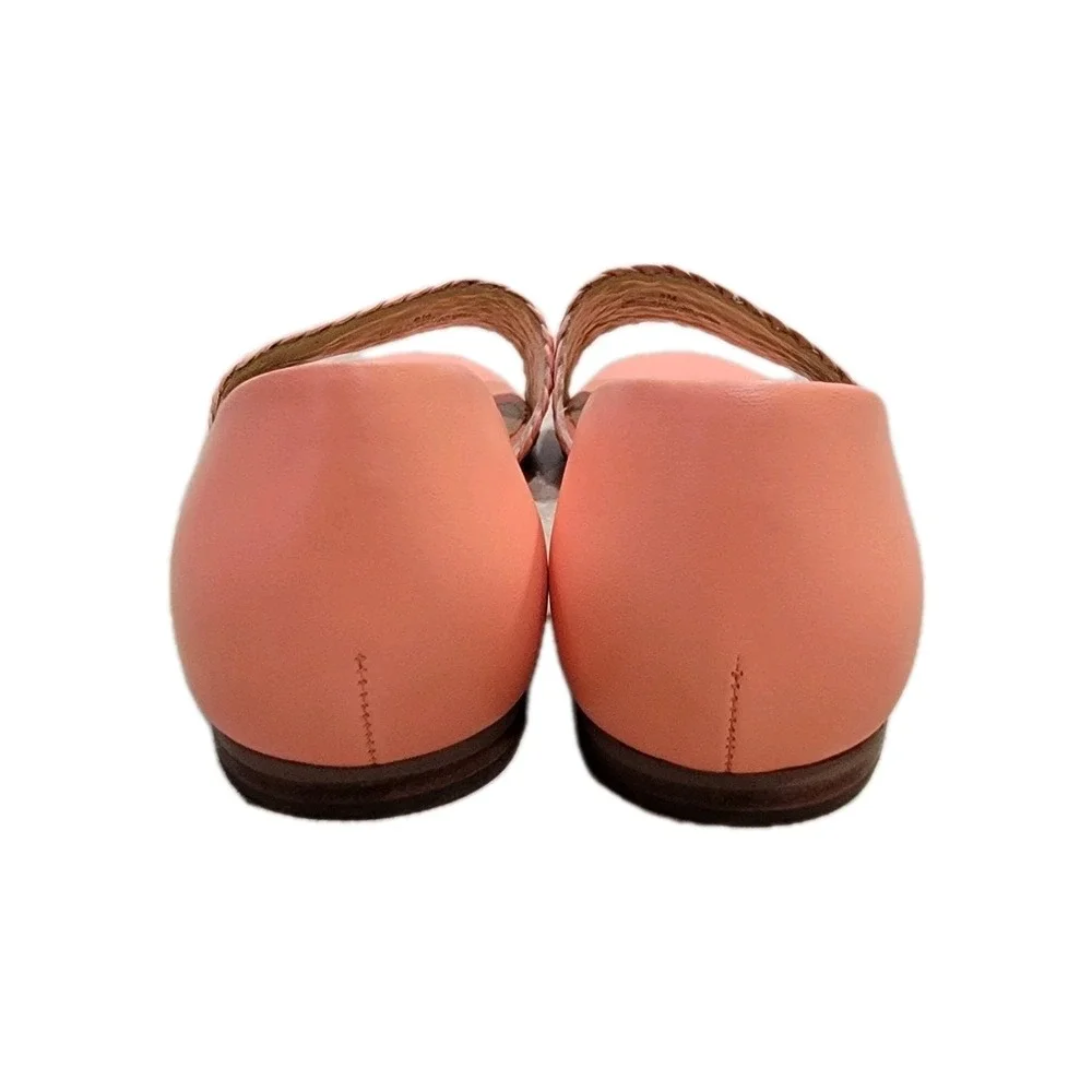 Talbots Leona Woven Leather Flats Sandals Salmon Pink Coral Size 8 M Slip On - Picture 10 of 13
